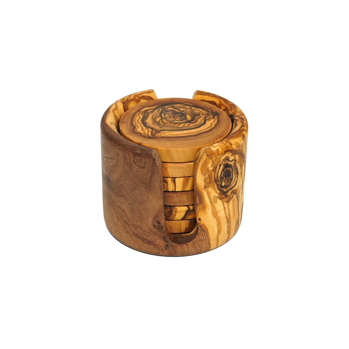 Set de 5 Posavasos Estilo Italiano de Madera de Olivo