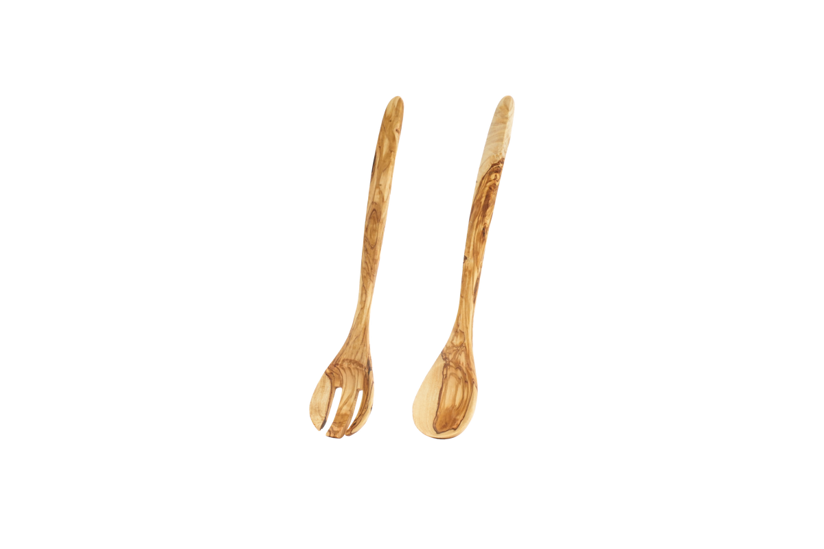 Cubierto de Ensalada Clásico de Madera de Olivo