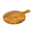 Tabla de Madera de Olivo Redonda para Pizza con Mango